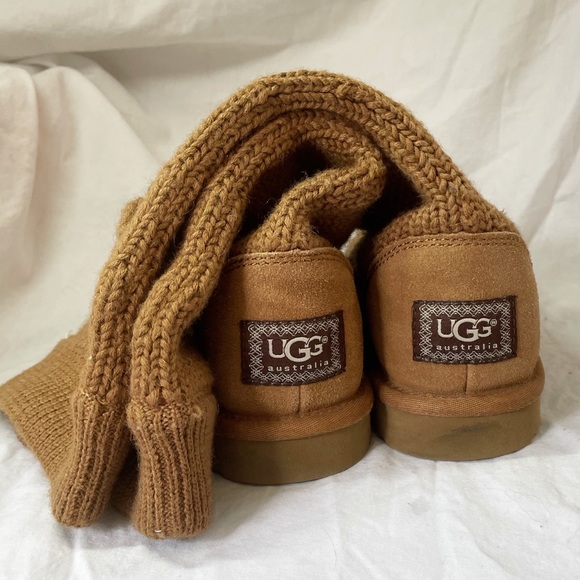 UGG Shoes - Ugg Tan Knit Boots Size 7